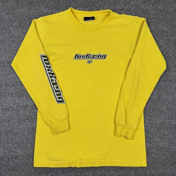 Vintage Fox Racing Shirt Mens Small Yellow Long Sleeve Motocross Graphic Y2K - Picture 1 of 11